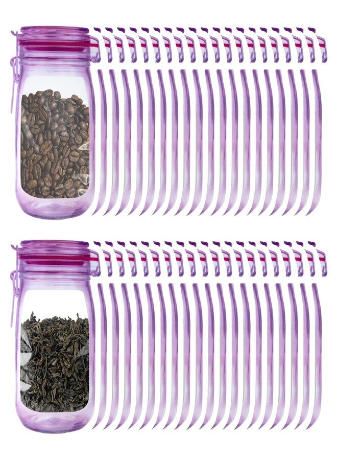 BEIDYLL Mason Jar Bags, 40Pcs Reusable Airtight Seal Food Storage Bags ziplock Seal, Leak-Proof Saver Bag for Kitchen, Travel, Camping & Picnics(13 OZ) - Image 1
